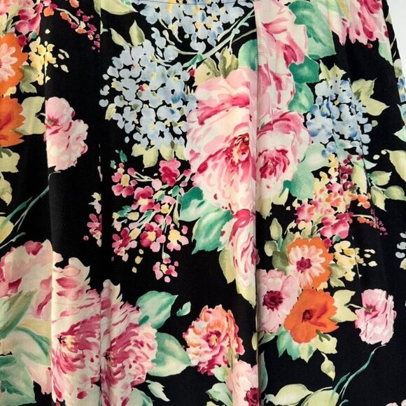 80s/90s Vintage Express International Black Moody Floral Maxi Skirt Size 14W/ 1X - Picture 3 of 5